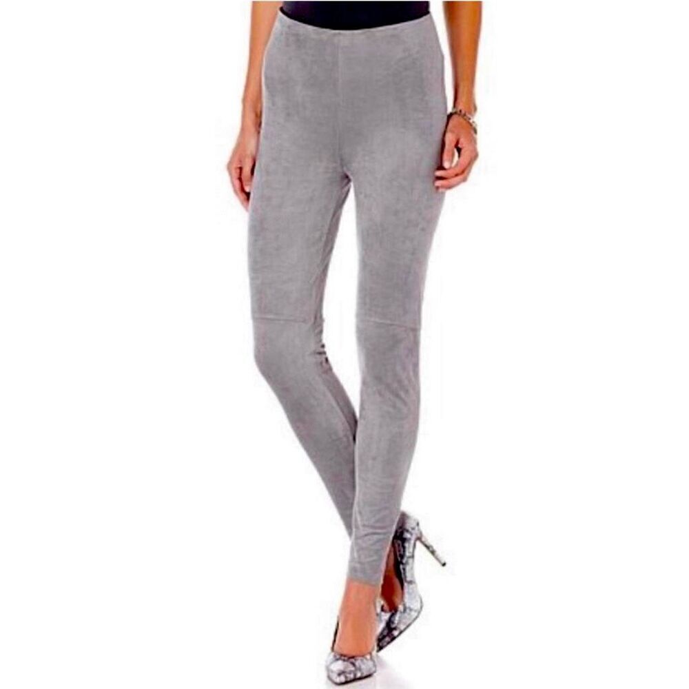 Lysse Medium Grey Soft Faux Suede Leather High Rise Legging Pants Size S